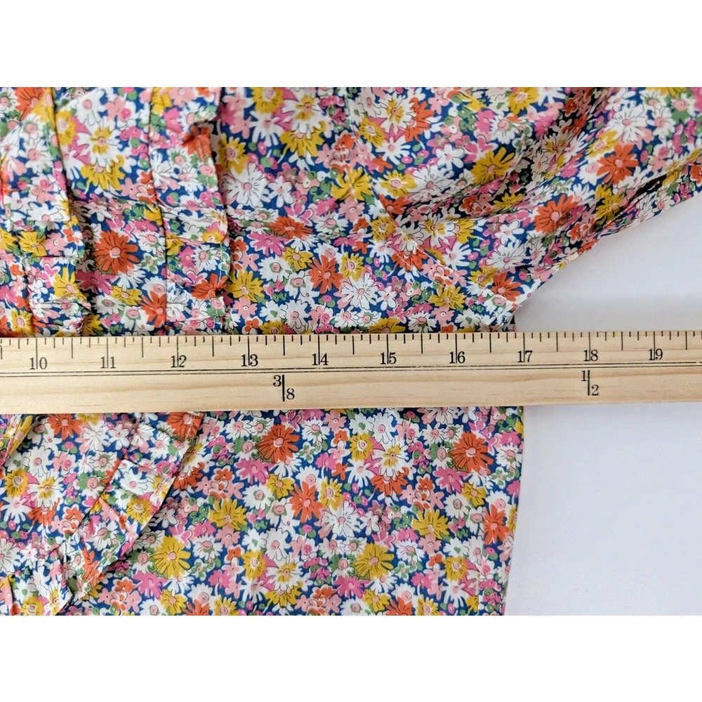 J Crew Liberty Ruffle Front Shirt 2XS Multi Libby Floral Cottagecore Whimsy